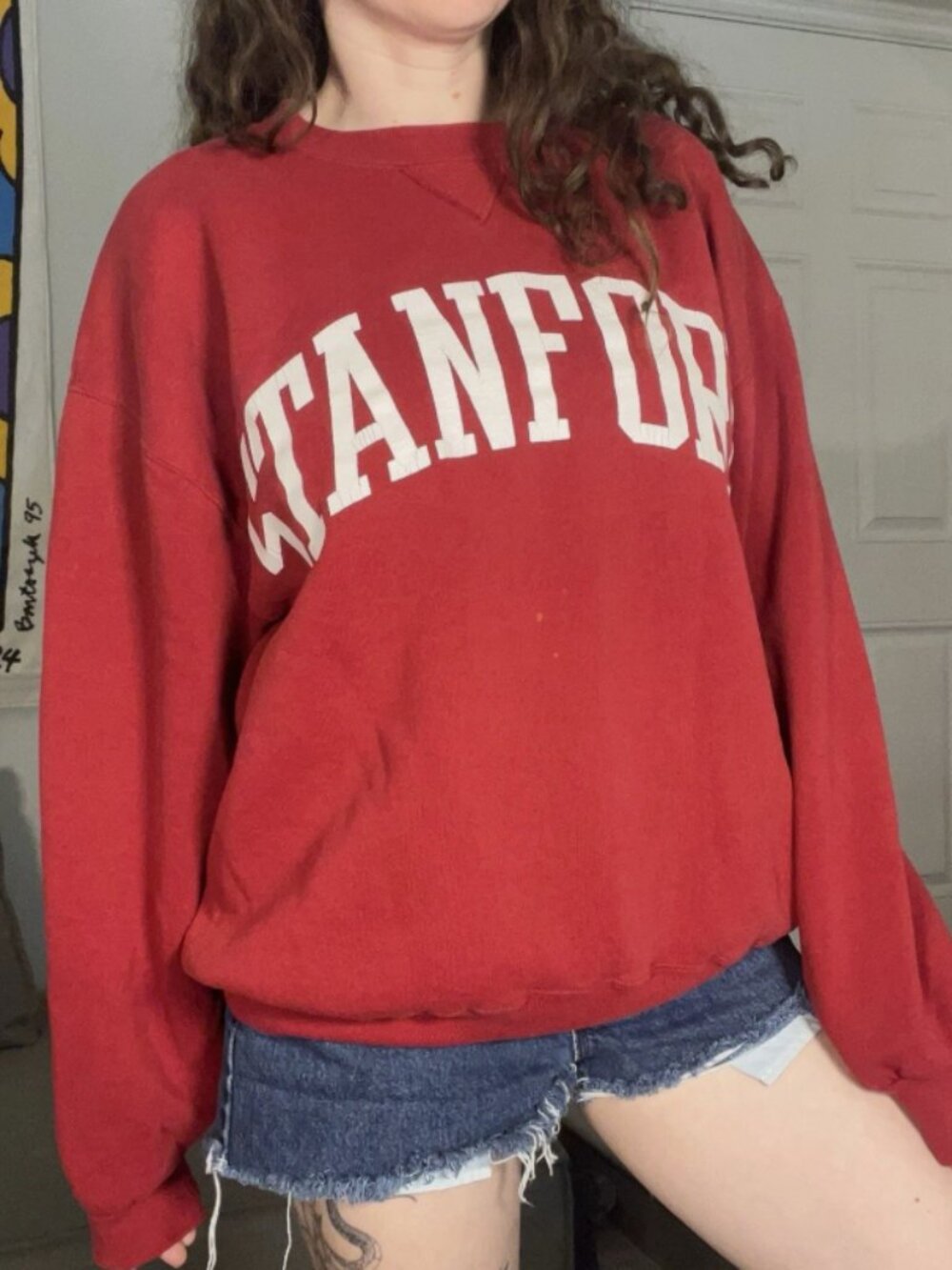 Vintage Russell Athletic Stanford University Red Crewneck Sweatshirt Size Large